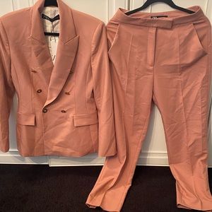 BNWT Zara Suit peach colored jacket and pants